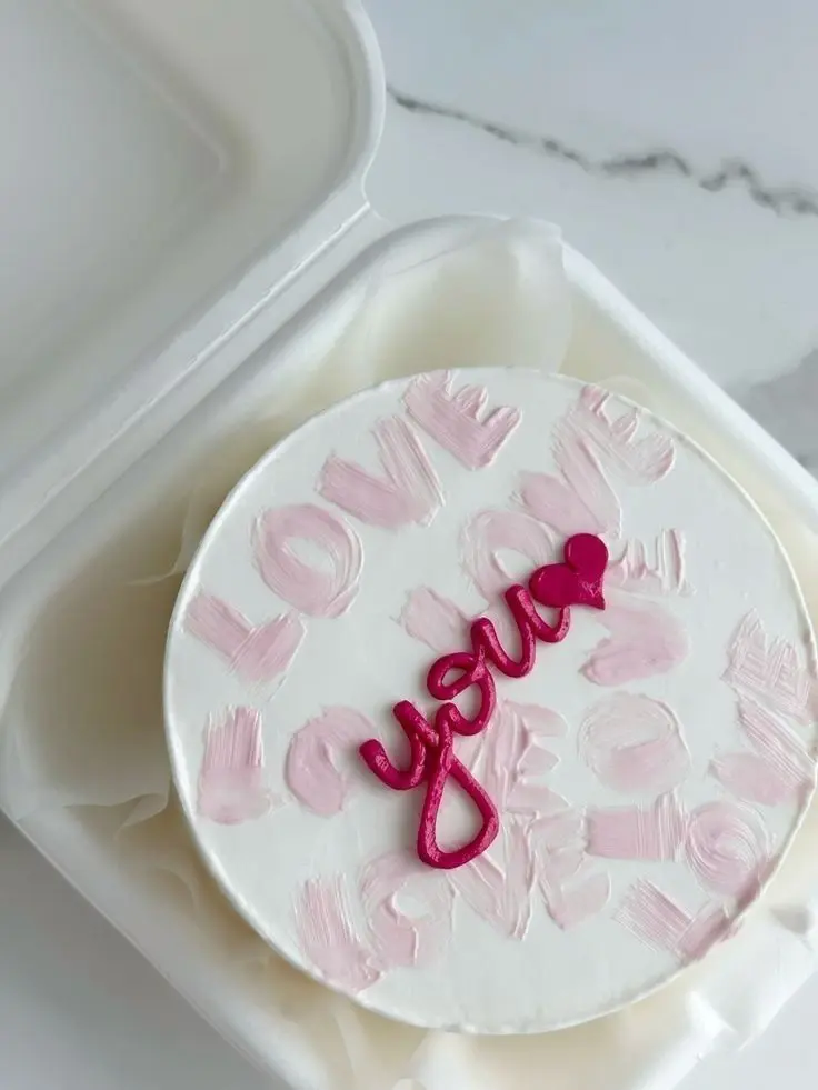 Love You Pink & White Bento Cake