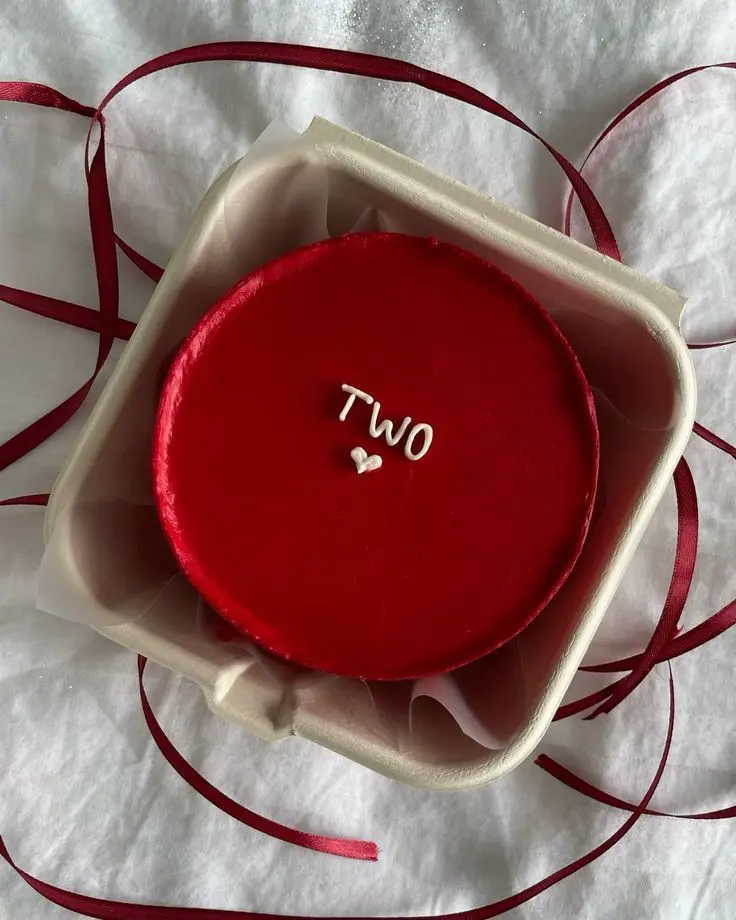 TWO Red Minimalist Mini Bento Cake