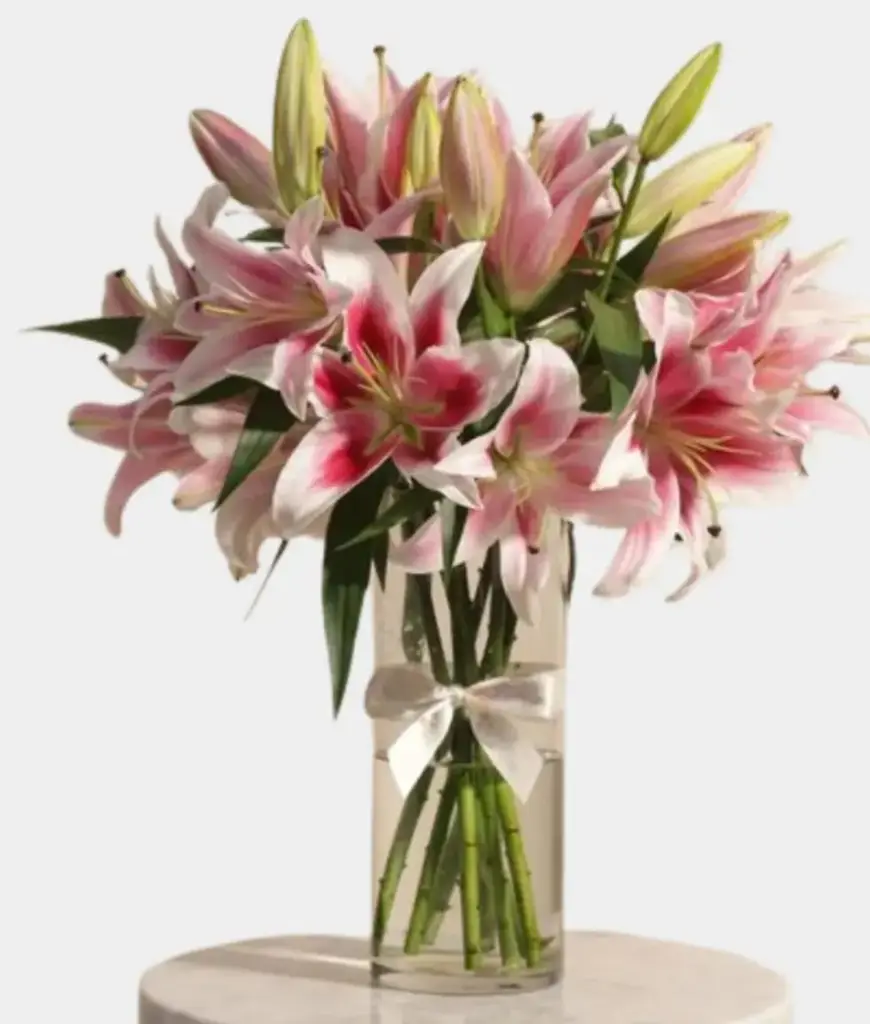Pink Lily Vase Arrangement