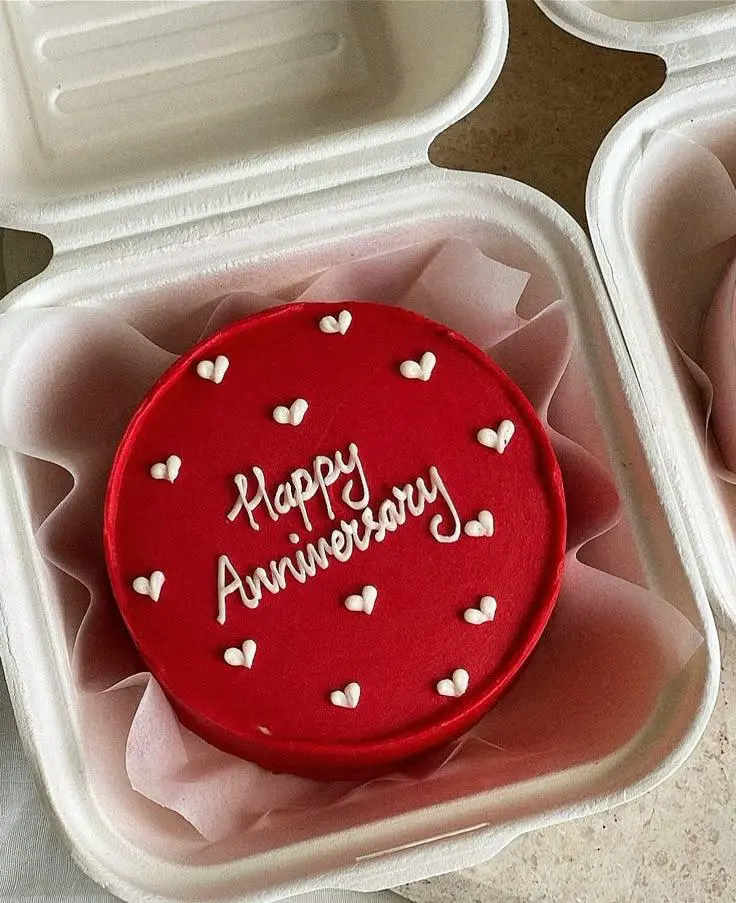 Mini Anniversary Cake – Red Velvet-Inspired Elegance