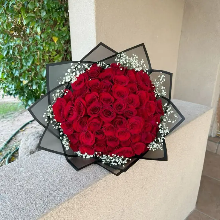 Romantic 75 Red Rose & Baby’s Breath Bouquet