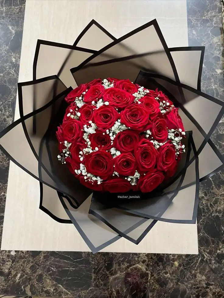 Elegant 35 Red Rose & Baby’s Breath Bouquet