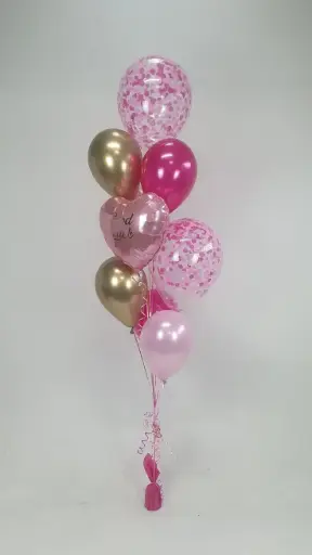 Pink & Gold Celebration Balloon Bouquet – 10pcs